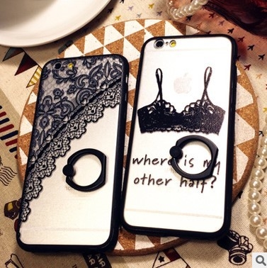 Personality Black Lace Cell Phones Covers Cases Painted With Stand Holder IPhone 6