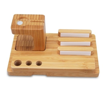 Apple Watch Stand Wood Charging Station , Bamboo Stand Desk Holder for iPhone iwatch & iPad