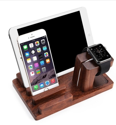 3 in 1 Bamboo Wood Charging Holder Cradle Stand for iWatch iPhone iPad , Apple Watch Stand Wood Charging Station